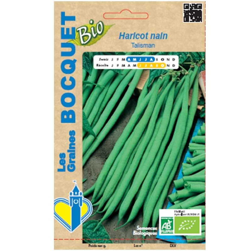 graines-bocquet-haricot-nain-talisman-graines-bio-60-g-vert image 1
