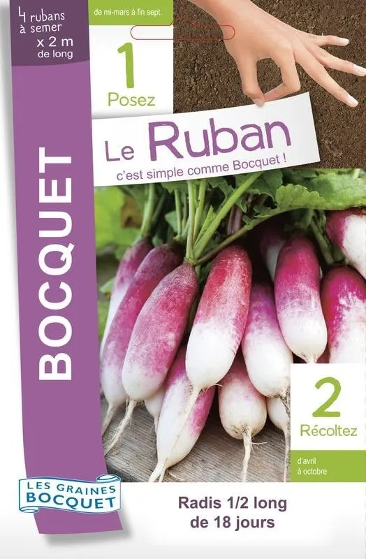 graines-bocquet-radis-de-18-jours-ruban-graines-15-g-demi-long image 1